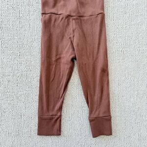 Colored Organics Pecan Ribbed Foldover Joggers Leggings Size 18-24Mo 100% Cotton